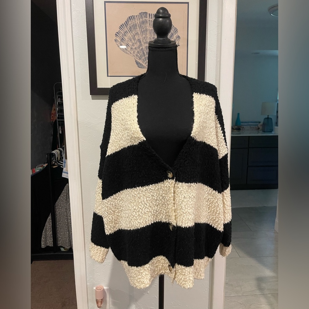 B&W Button Down Sweater